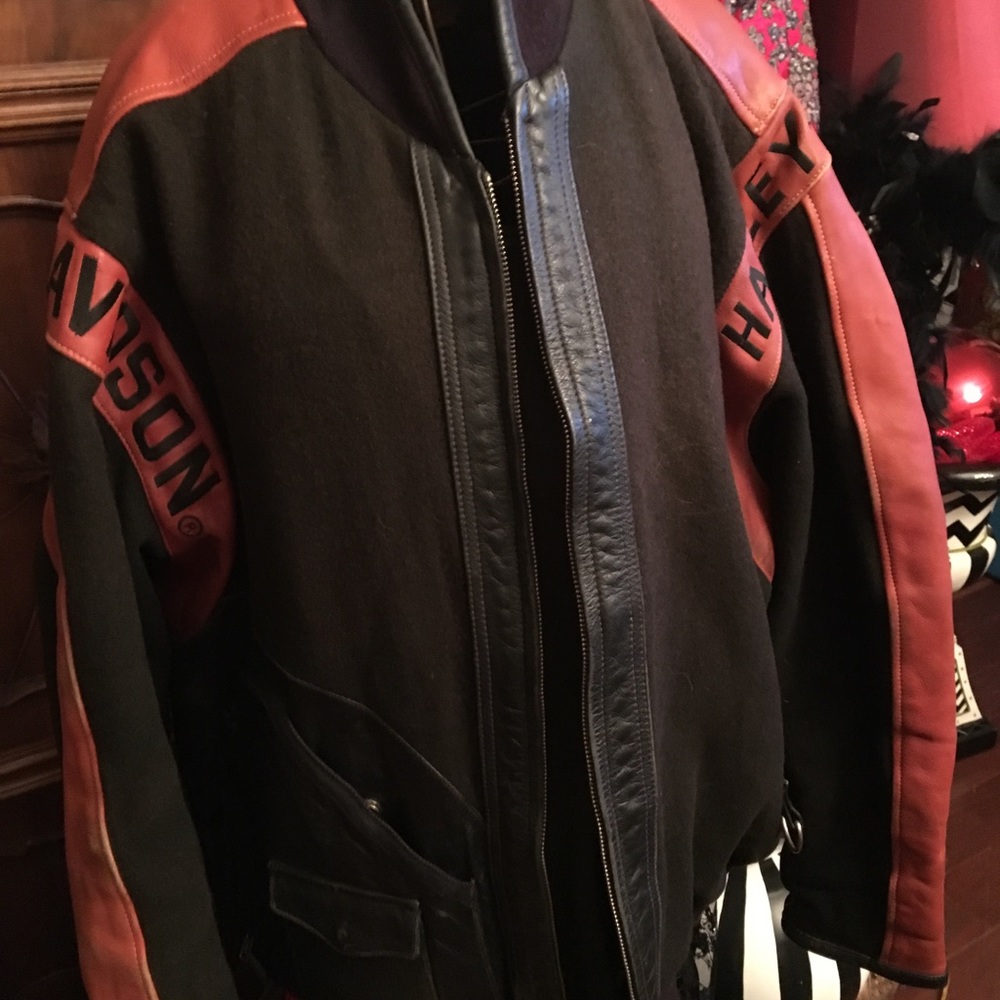 Harley Davidson Leather and Wool Jacket XL